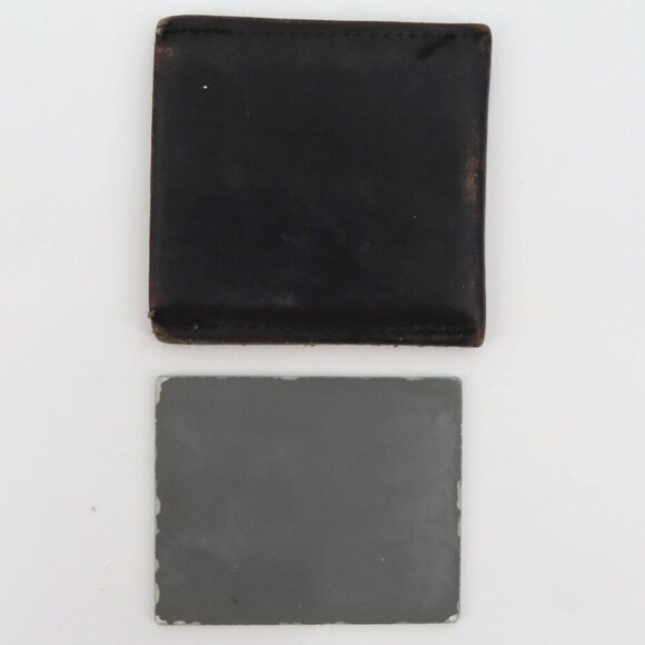 Vintage Jack Daniels Leather Sleeve Pocket Glass Mirror Travel Accessory Retro - Picture 4 of 7